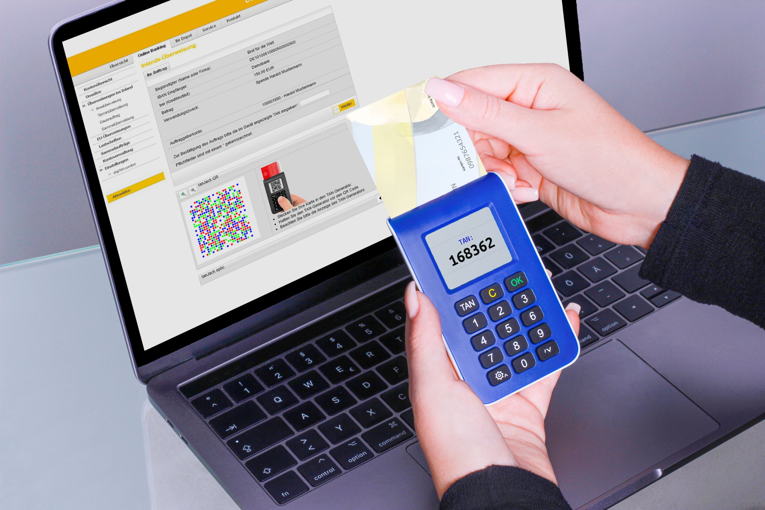 Mains utilisant generateur TAN pour banque securisee